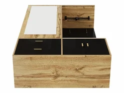 Armario 100x38x108.1 cm - Con espejo - Con zapatero - Con ganchos y perchas retráctiles - Negro + Natural^ModernLuxe
