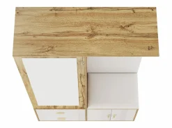 ModernLuxe Armario De Entrada|Armario 100x38x108.1 cm - Con espejo - Con zapatero - Con ganchos y perchas retráctiles - Blanco + Natural