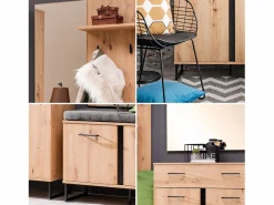 Mueble Perchero|Armario 70,5x194,5x35 cm Madera de roble natural Conjunto de pasillo de 5 piezas