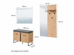 Mueble Perchero|Armario 70,5x194,5x35 cm Madera de roble natural Conjunto de pasillo de 5 piezas