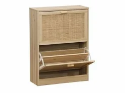 Armario Zapatero 2 Puertas abatibles Decor acabado pino/rattan, 60cm(ancho) 82cm(altura) 2 Marru00f3n Sale