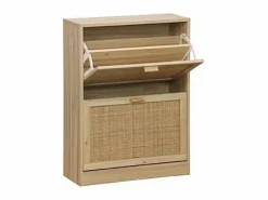 Armario Zapatero 2 Puertas abatibles Decor acabado pino/rattan, 60cm(ancho) 82cm(altura) 2 Marru00f3n Sale