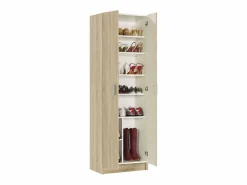 Armario zapatero Milan 2 puertas en acabado roble. 59 cm(ancho) 180 cm(altura) 37 cm(fondo Marru00f3n Outlet