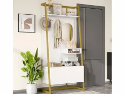 Armario/trastero con espejo + zapatero - ganchos metálicos - 78 x 38,5 x 180,5 cm - MDF -^Merax