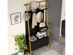 Merax Armario De Entrada|Armario/trastero con espejo + zapatero - ganchos metálicos - 78 x 38,5 x 180,5 cm - MDF -