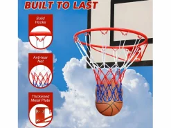 Aro de baloncesto de repuesto, para montaje en pared o puerta, acero resistente, red de nailon, (58 x 50 x 10 cm)^ Sale