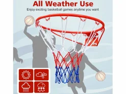 Aro de baloncesto de repuesto, para montaje en pared o puerta, acero resistente, red de nailon, (58 x 50 x 10 cm)^ Sale