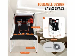 Aro de Baloncesto Plegable, SucceBuy, Juego Arcade de Baloncesto Plegable para Interiores con Doble Tiro para 2 Jugadores y 5 Pelotas New
