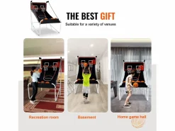 Aro de Baloncesto Plegable, SucceBuy, Juego Arcade de Baloncesto Plegable para Interiores con Doble Tiro para 2 Jugadores y 5 Pelotas New