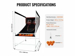 Cesta De Baloncesto|Aro de Baloncesto SucceBuy Juego Arcade de Baloncesto de Interior Double Shot para 2 Jugadores y 5 Pelotas