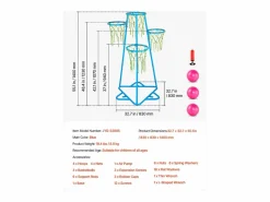 Cesta De Baloncesto|Aro de Baloncesto SucceBuy Canasta de Baloncesto Infantil, Portátil, con 4 Canastas y Altura Ajustable