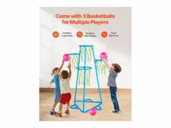 Cesta De Baloncesto|Aro de Baloncesto SucceBuy Canasta de Baloncesto Infantil, Portátil, con 4 Canastas y Altura Ajustable