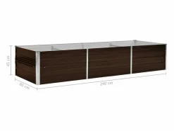 Clicnbuy Arriate de acero galvanizado marrón 240x80x45 cm Marru00f3n Hot