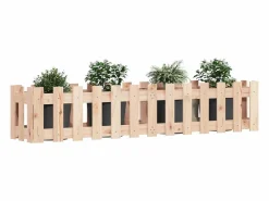 Clicnbuy Jardinera|Arriate elevado jardín con valla madera maciza pino 150x30x30cm