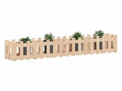 Arriate elevado jardín con valla madera maciza pino 200x30x30cm^Clicnbuy Sale