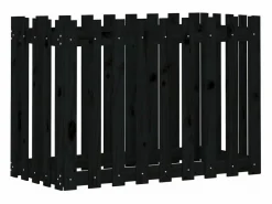 Clicnbuy Arriate elevado jardín con valla madera pino 100x50x70cm Negro Hot
