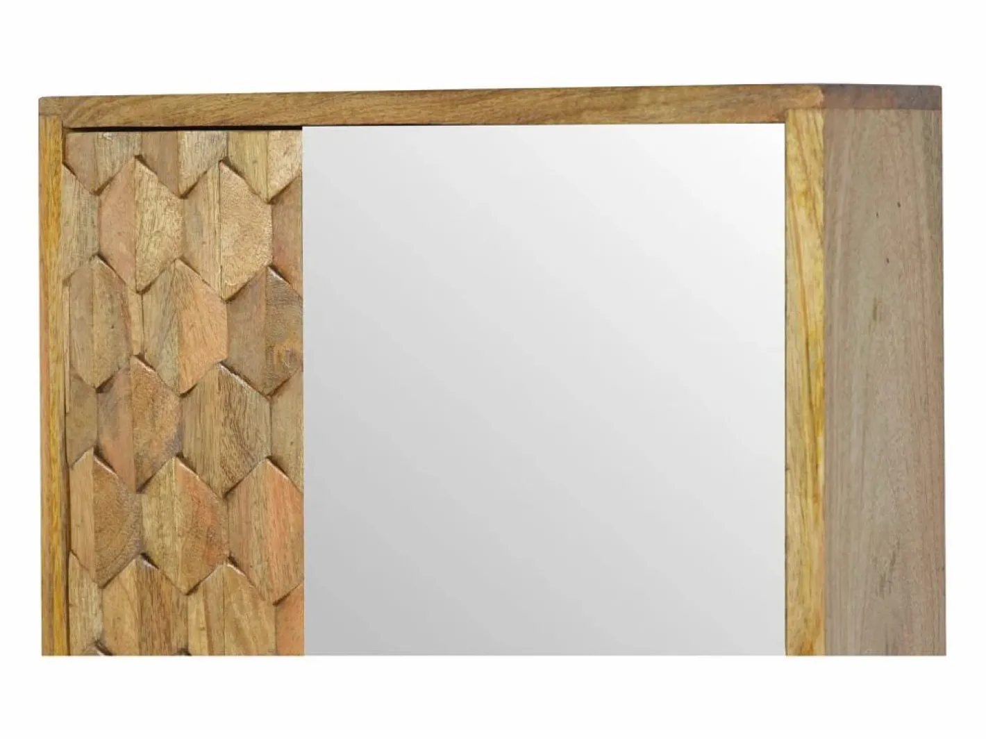 Artisan Furniture Armario de madera maciza con espejo tallado en forma de piña. Beige Sale