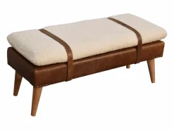 Banco Y Pie De Cama|Banco Y Pie De Cama|Artisan Furniture Banco de madera maciza de cuero de búfalo rizado.