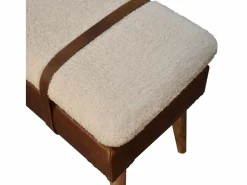 Banco Y Pie De Cama|Banco Y Pie De Cama|Artisan Furniture Banco de madera maciza de cuero de búfalo rizado.