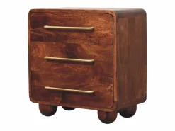 Artisan Furniture Madera maciza Baúl redondeado con 3 cajones Marru00f3n New