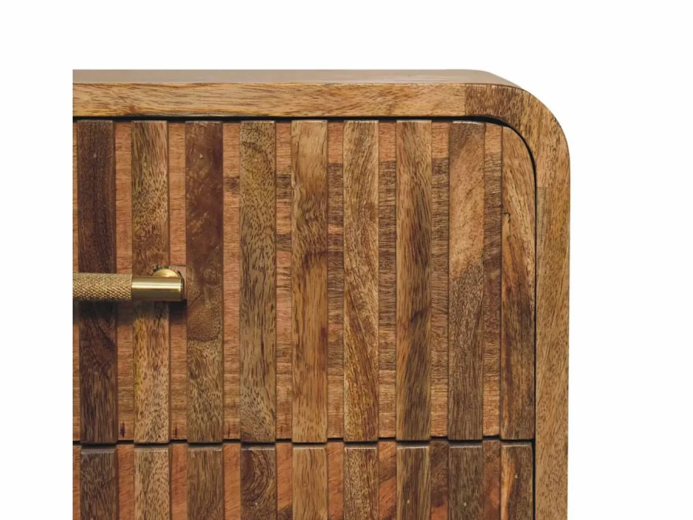 Mesita De Noche|Artisan Furniture Mesita de noche acanalada con barra en T de madera maciza