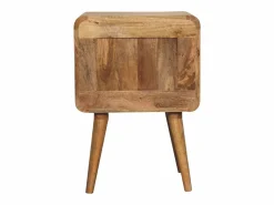 Mesita De Noche|Artisan Furniture Mesita de noche acanalada con barra en T de madera maciza