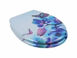 Asiento de inodoro con descenso automático en duroplástico con estampado de mariposas - morado 19_0000694^Helloshop26 Hot