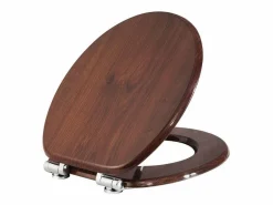 Helloshop26 Asiento de inodoro con mecanismo de cierre suave en MDF de haya oscura 19_0000644 Beige