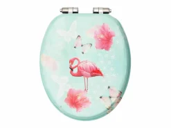 Helloshop26 Asiento de inodoro con tapa de cierre suave MDF diseño Flamingo 02_0002933 Rosa Online