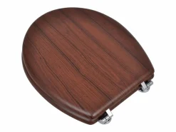 Asiento de inodoro con tapa MDF diseño marrón sencillo 02_0002880^Helloshop26 Discount