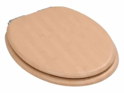 Asiento de inodoro con tapa de MDF y tapa de bambú de cierre suave 02_0002896^Helloshop26 Sale