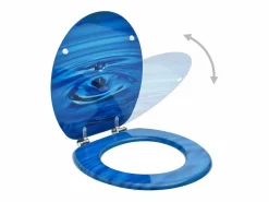 Helloshop26 Asiento de inodoro con tapa MDF diseño de gotas de agua 02_0002928 Azul Online