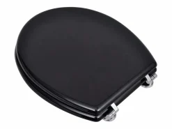 Helloshop26 Asiento de inodoro con tapa inodoro asiento de inodoro estándar MDF 02_0002879 Negro