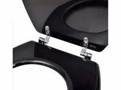 Helloshop26 Asiento de inodoro con tapa inodoro asiento de inodoro estándar MDF 02_0002879 Negro