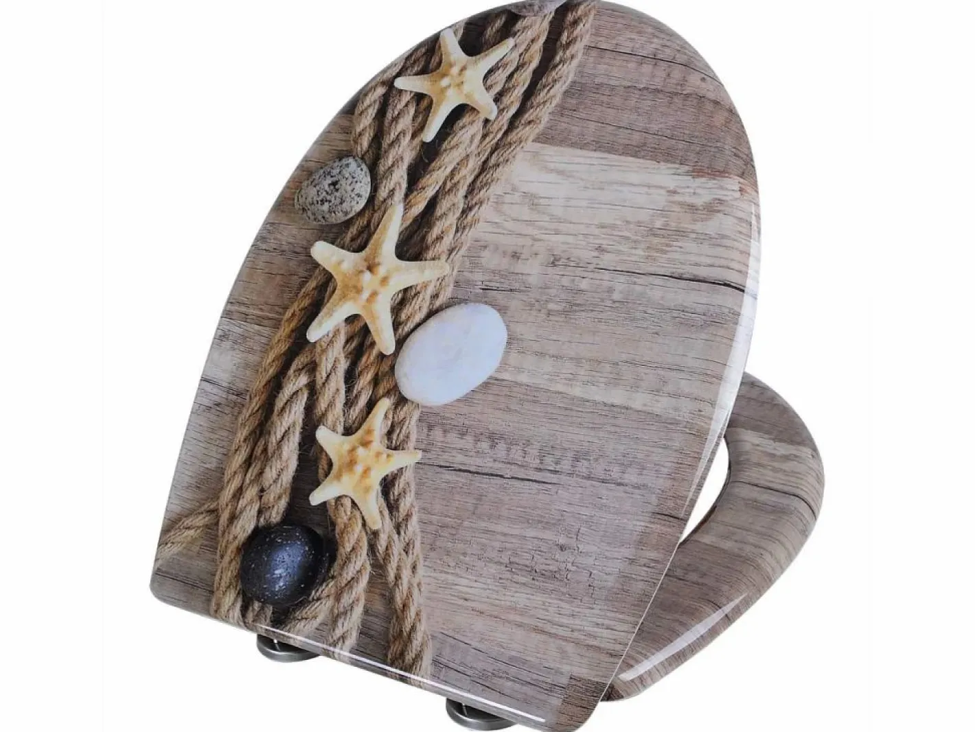 Helloshop26 Asiento de inodoro de cuerda de cáñamo Duroplast con diseño de estrella de mar mecanismo de cierre suave y cierres rápidos 19_0000724 Amarillo Sale