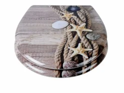 Helloshop26 Asiento de inodoro de cuerda de cáñamo Duroplast con diseño de estrella de mar mecanismo de cierre suave y cierres rápidos 19_0000724 Amarillo Sale
