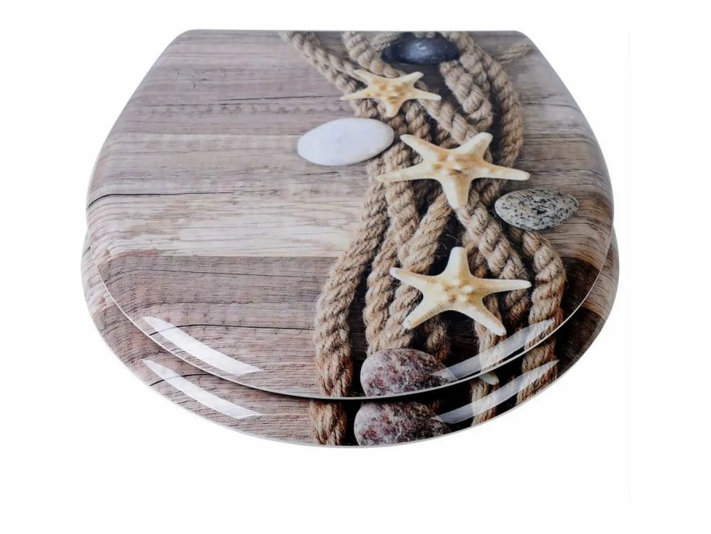 Helloshop26 Asiento de inodoro de cuerda de cáñamo Duroplast con diseño de estrella de mar mecanismo de cierre suave y cierres rápidos 19_0000724 Amarillo Sale