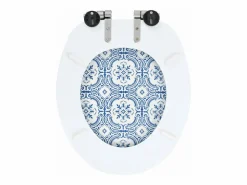 Helloshop26 Asiento de inodoro de MDF con tapa de cierre suave acabado porcelana 02_0002904 Azul celeste New