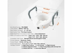 Tapa De Inodoro|Asiento de Inodoro Elevado SucceBuy, Altura 12,7 cm, Capacidad 158 kg, Ancho Ajustable 48,1 a 55,9 cm,