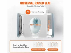 Asiento de Inodoro Elevado SucceBuy, Ajuste de Altura en 7 Posiciones, 158,7 kg, Estructura de Aluminio Gris Best