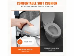 Asiento de Inodoro Elevado SucceBuy, Ajuste de Altura en 7 Posiciones, 158,7 kg, Estructura de Aluminio Gris Best