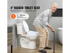 Asiento de inodoro elevado SucceBuy 10 cm, instalación rápida, plástico resistente, capacidad 136 kg, universal e higiénico Blanco Sale
