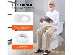 Asiento de inodoro elevado SucceBuy 10 cm, instalación rápida, plástico resistente, capacidad 136 kg, universal e higiénico Blanco Sale
