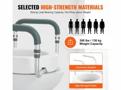 Asiento de Inodoro Elevado SucceBuy, 88,9 mm de Altura, Capacidad 136 kg, Barandillas de Aluminio,^ New