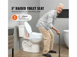 Tapa De Inodoro|Asiento de Inodoro Elevado SucceBuy, 12,7 cm de Altura, Capacidad de 136 kg, Elevador Universal,