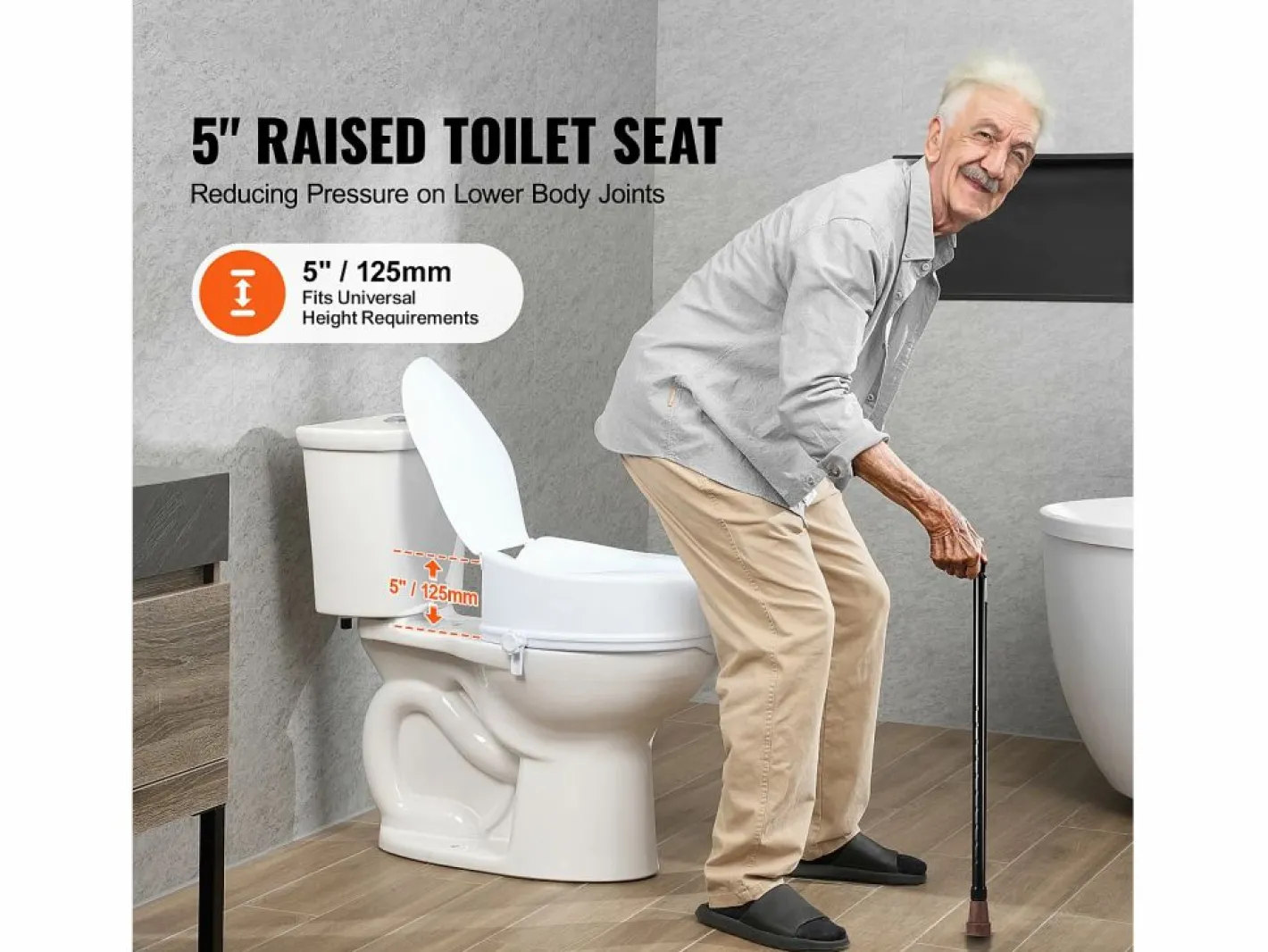 Tapa De Inodoro|Asiento de Inodoro Elevado SucceBuy, 12,7 cm de Altura, Capacidad de 136 kg, Elevador Universal,
