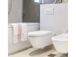 Helloshop26 Asiento de inodoro en forma de D con cierre suave para baño familiar 19_0000736 Blanco Clearance