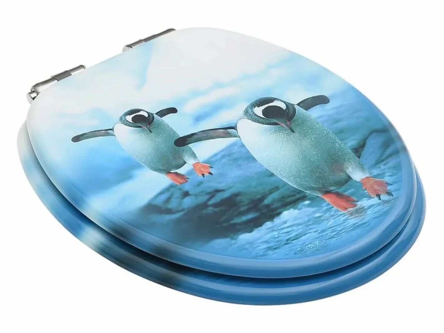 Asiento de inodoro Penguin de MDF con tapa de cierre suave 02_0002937^Helloshop26 Best
