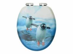 Asiento de inodoro Penguin de MDF con tapa de cierre suave 02_0002937^Helloshop26 Best