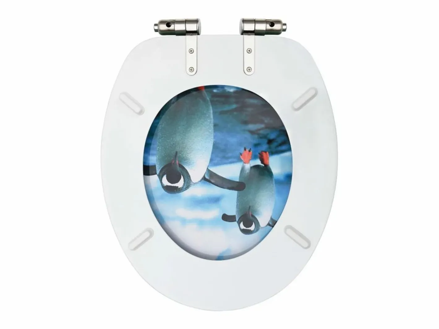 Asiento de inodoro Penguin de MDF con tapa de cierre suave 02_0002937^Helloshop26 Best